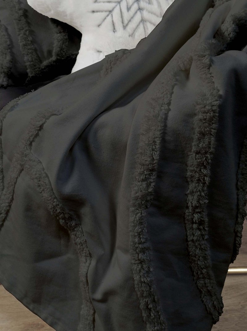 Plaid 140x200 cm TUFT, par Soleil d'Ocre gris anthracite - Kiabi