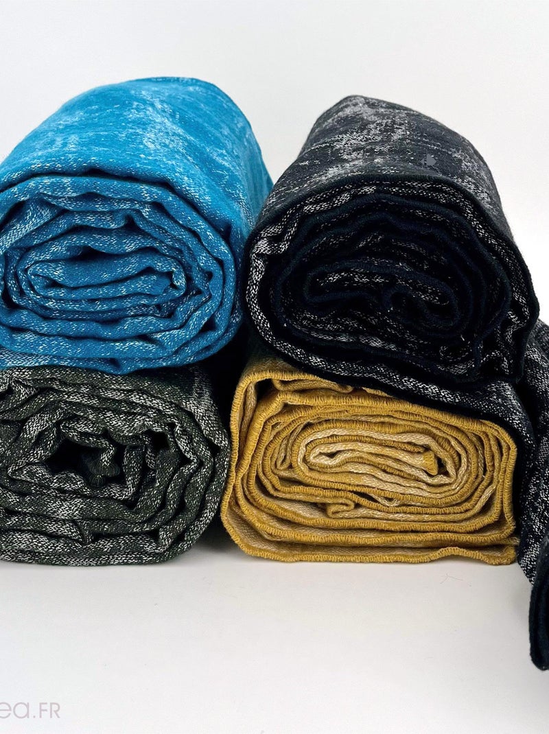 Plaid 145x170 DELFT laine et lin Jaune moutarde - Kiabi