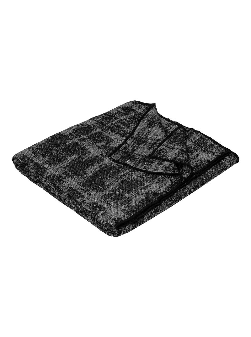 Plaid 145x170 DELFT laine et lin Noir Noir - Kiabi
