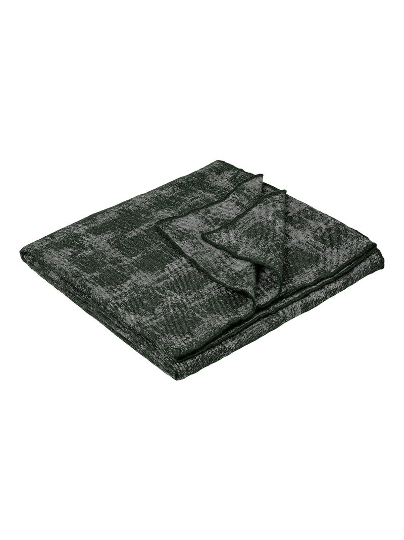 Plaid 145x170 DELFT laine et lin Vert bouteille - Kiabi
