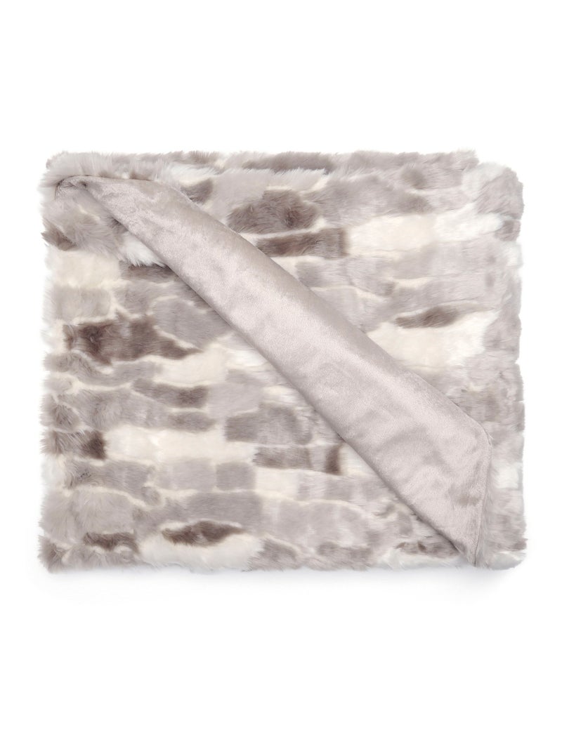 Plaid 150x200 LYNX en fausse fourrure doublée velours Beige - Kiabi