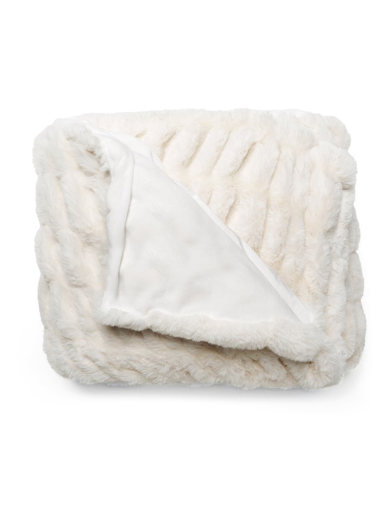 Plaid 150x200 ZIBELINE en fausse fourrure doublée velours Blanc - Kiabi