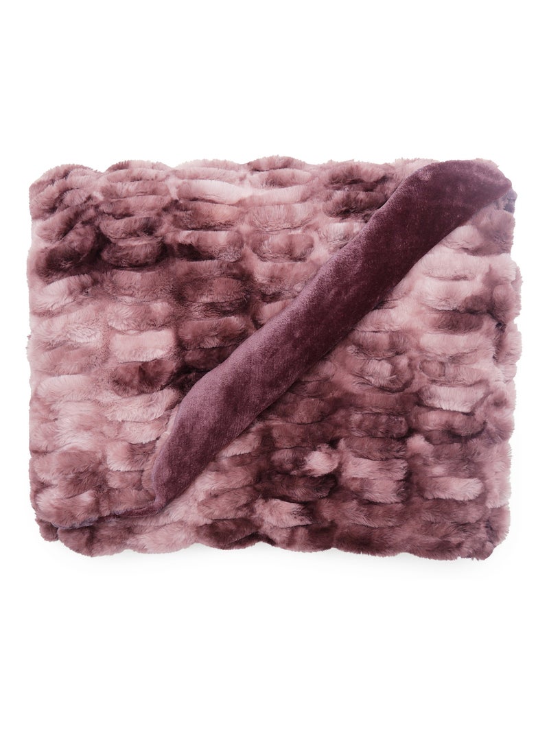 Plaid 150x200 ZIBELINE en fausse fourrure doublée velours Violet prune - Kiabi