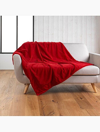 Plaid 180 x 220 cm imitation fourrure Caresse Rouge