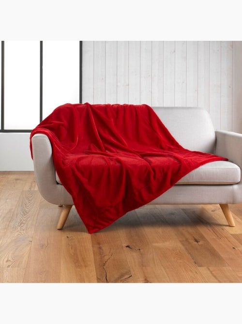 Plaid 180 x 220 cm imitation fourrure Caresse Rouge - Kiabi