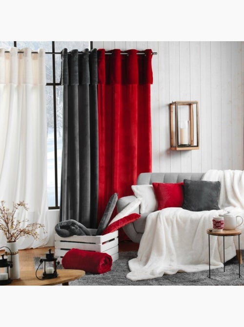 Plaid 180 x 220 cm imitation fourrure Caresse Rouge - Kiabi