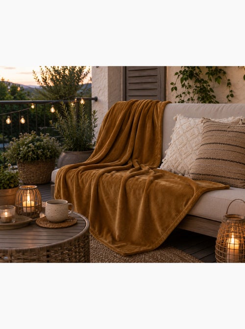 Plaid 180x220 cm Collection Confort camel - Kiabi