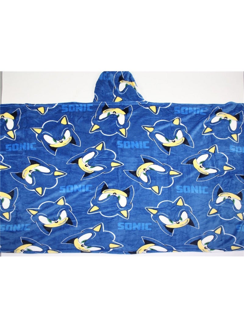 Plaid à capuche - Sonic - 120x150 cm Bleu - Kiabi