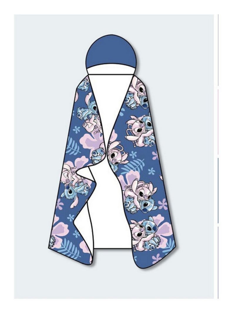 Plaid à capuche 120x150 cm Stitch & Angel (Lilo & Stitch) Bleu - Kiabi