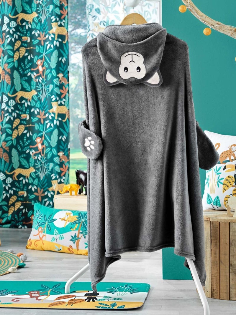 Plaid à capuche brodé singe Gris clair - Kiabi