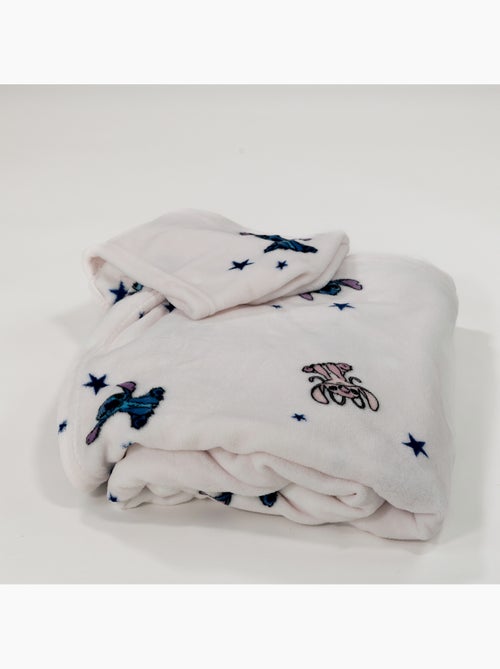 Plaid à Capuche Flanelle Disney Stitch & Angel 120x150cm – Étoiles Rose Pâle – 100% Polyester – Lice - Kiabi