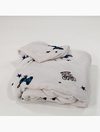 Plaid à capuche flanelle disney stitch & angel 120x150cm – étoiles rose pâle – 100% polyester