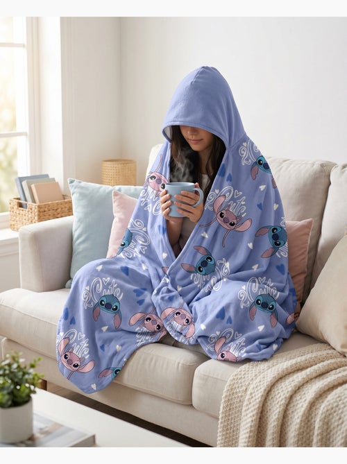 Plaid à Capuche Flanelle Disney Stitch & Angel 2 Cute 120x150cm – All-Over Bleu – 100% Polyester – L - Kiabi Plaid à Capuche Flanelle Disney Stitch & Angel 2 Cute 120x150cm – All-Over Bleu – 100% Polyester – L - Kiabi