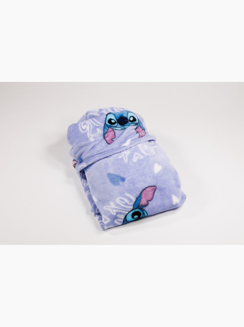 Plaid à capuche flanelle disney stitch & angel 2 cute 120x150cm – all-over bleu – 100% polyester Noir Mauve - Kiabi