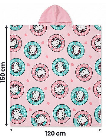 Plaid à Capuche Flanelle Hello Kitty Club 120x150cm – Doux et Chaud – Licence Officielle