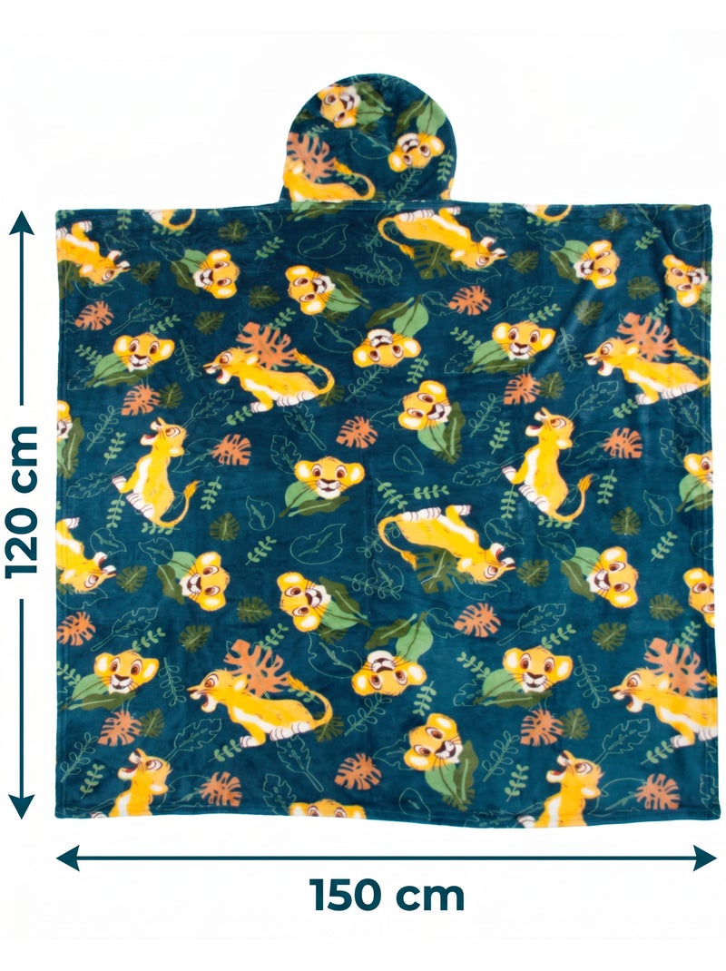 Plaid à Capuche Flanelle Le Roi Lion Simba 120x150cm – Doux et Chaud – Licence Officielle Disney Noir Bleu - Kiabi