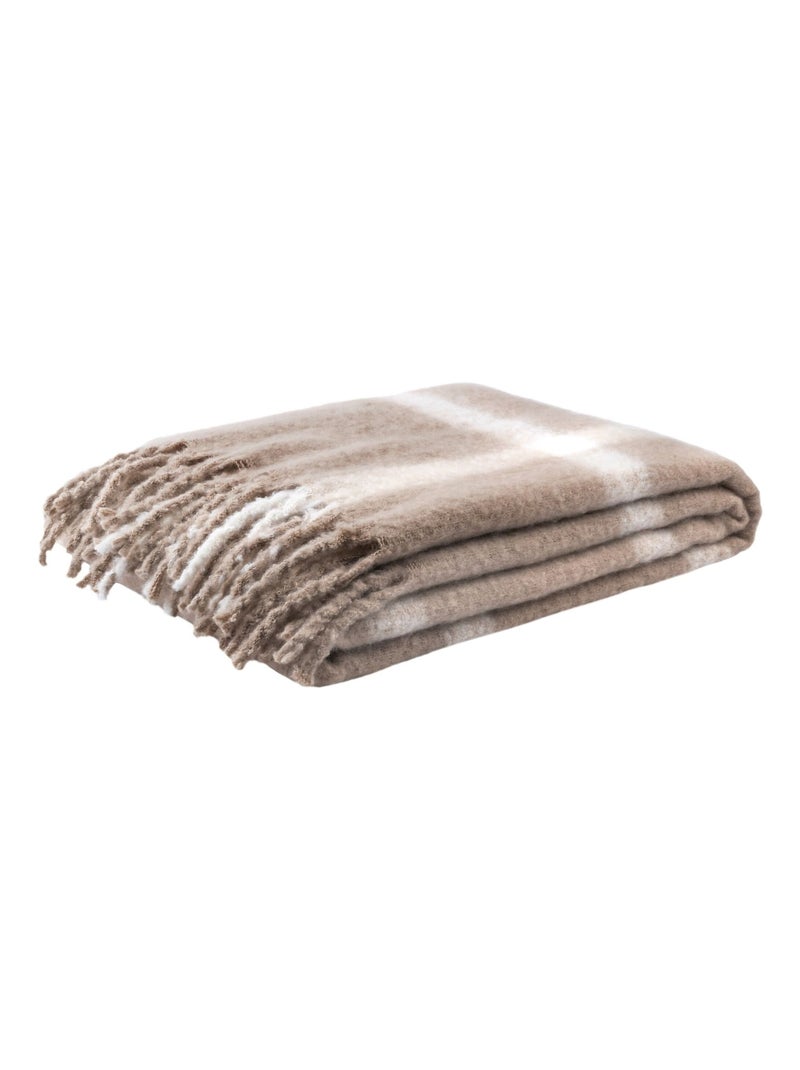 Plaid à carreaux  - Terre de Nuit Taupe - Kiabi
