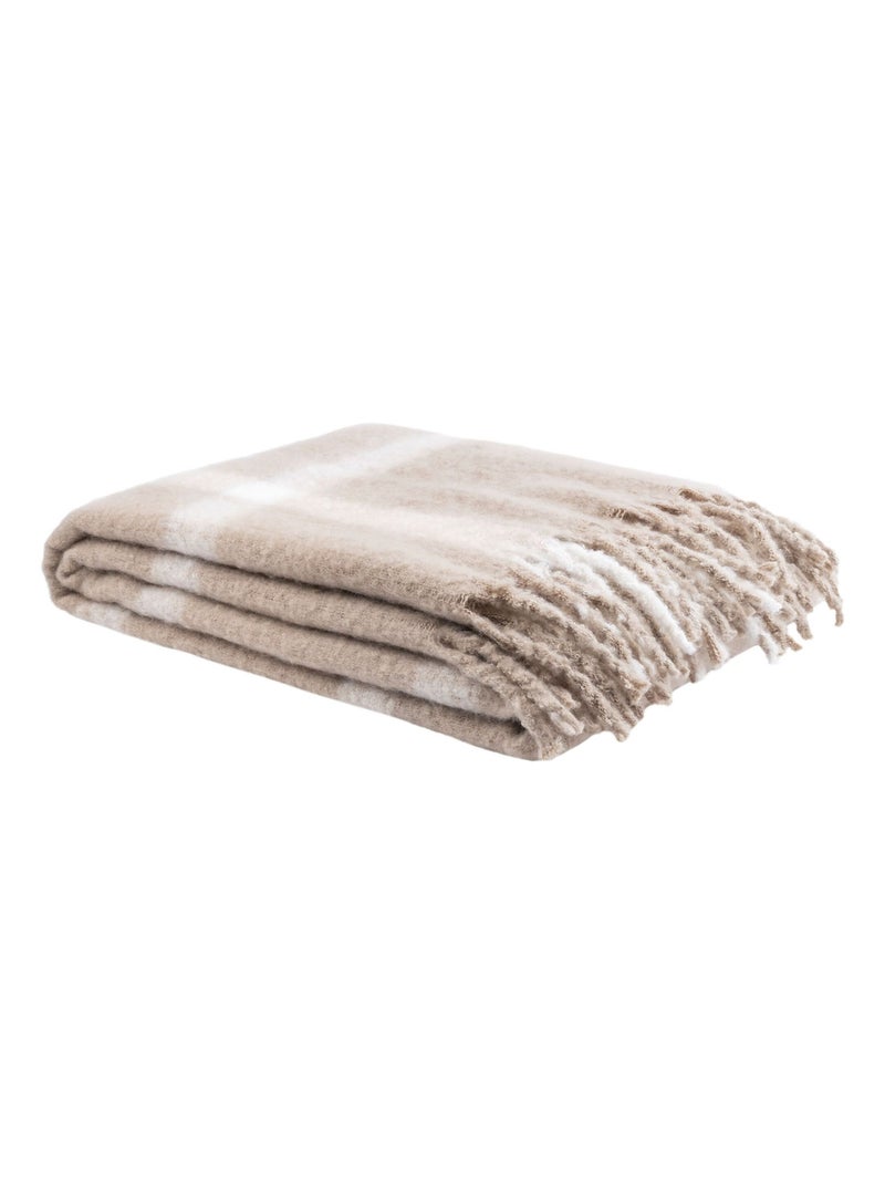 Plaid à carreaux  - Terre de Nuit Taupe - Kiabi