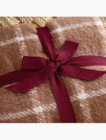 Plaid à carreaux aspect mohair avec franges