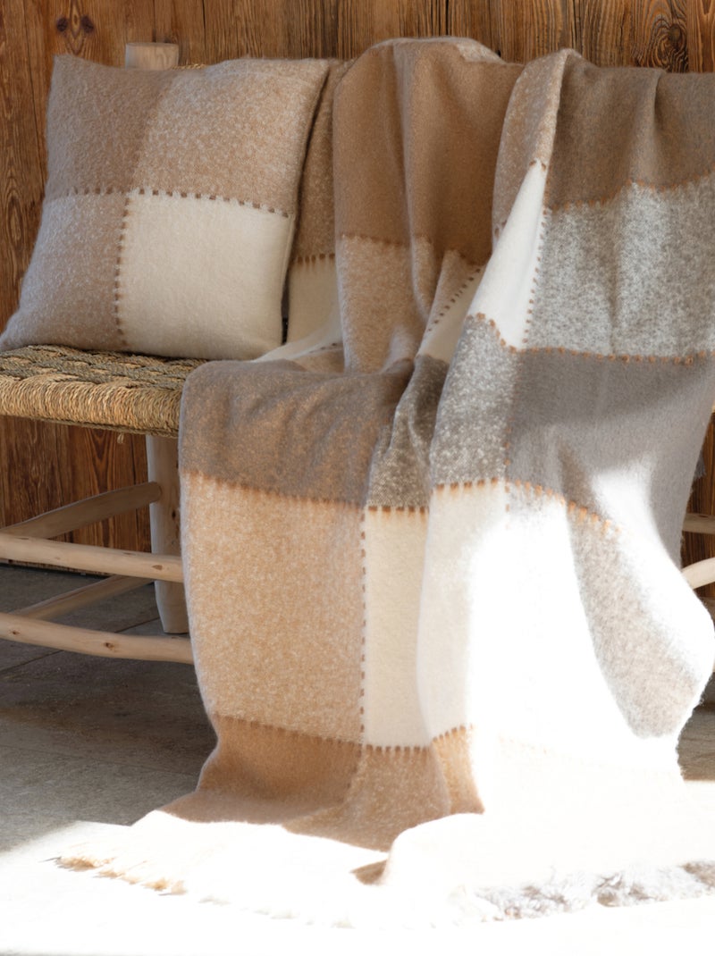Plaid à carreaux aspect mohair Beige - Kiabi