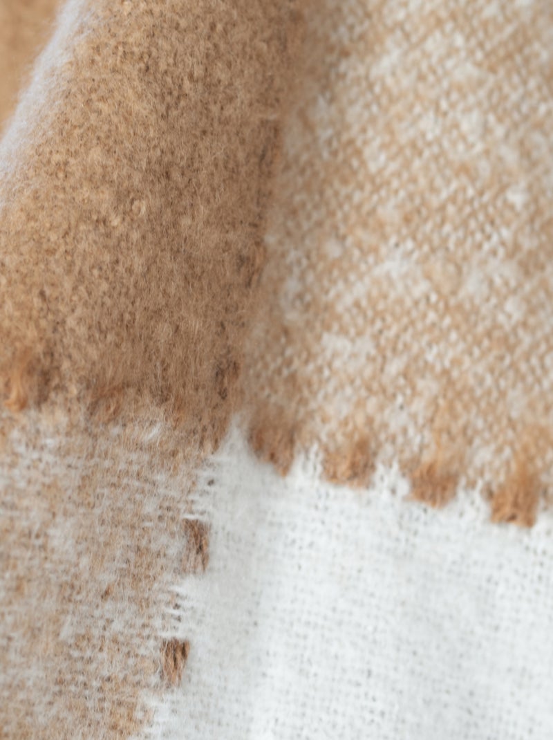 Plaid à carreaux aspect mohair Beige - Kiabi