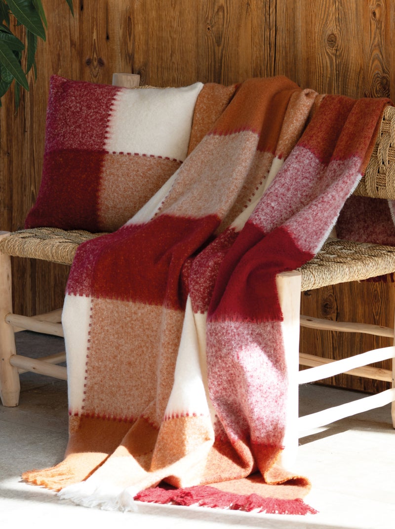 Plaid à carreaux aspect mohair Bordeaux - Kiabi