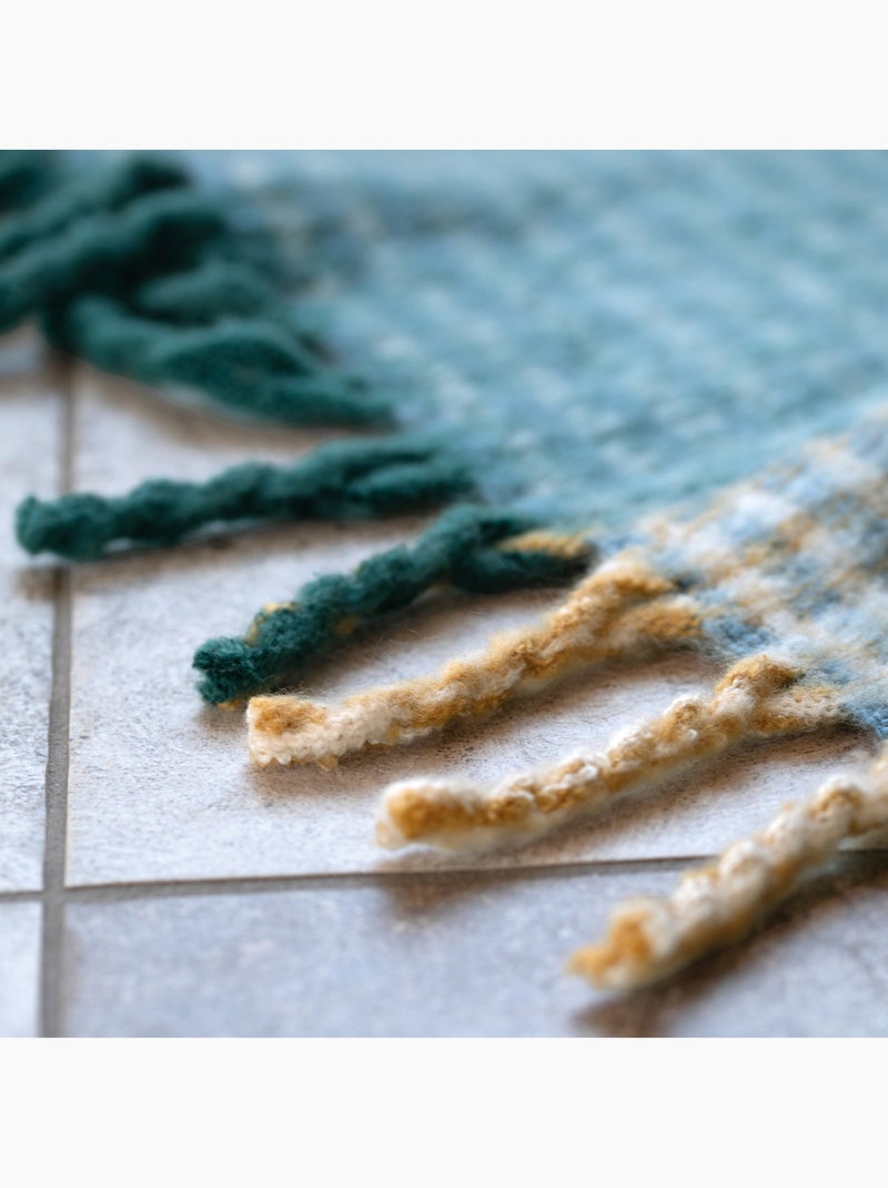 Plaid à carreaux aspect mohair doux Bleu paon - Kiabi