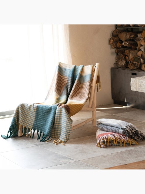 Plaid à carreaux aspect mohair doux - Kiabi