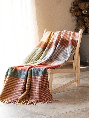 Plaid à carreaux aspect mohair doux