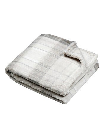 Plaid à carreaux écossais en imitation fourrure