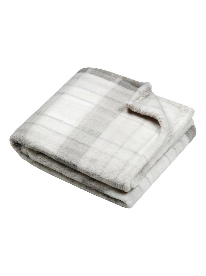 Plaid à carreaux écossais en imitation fourrure Beige - Kiabi