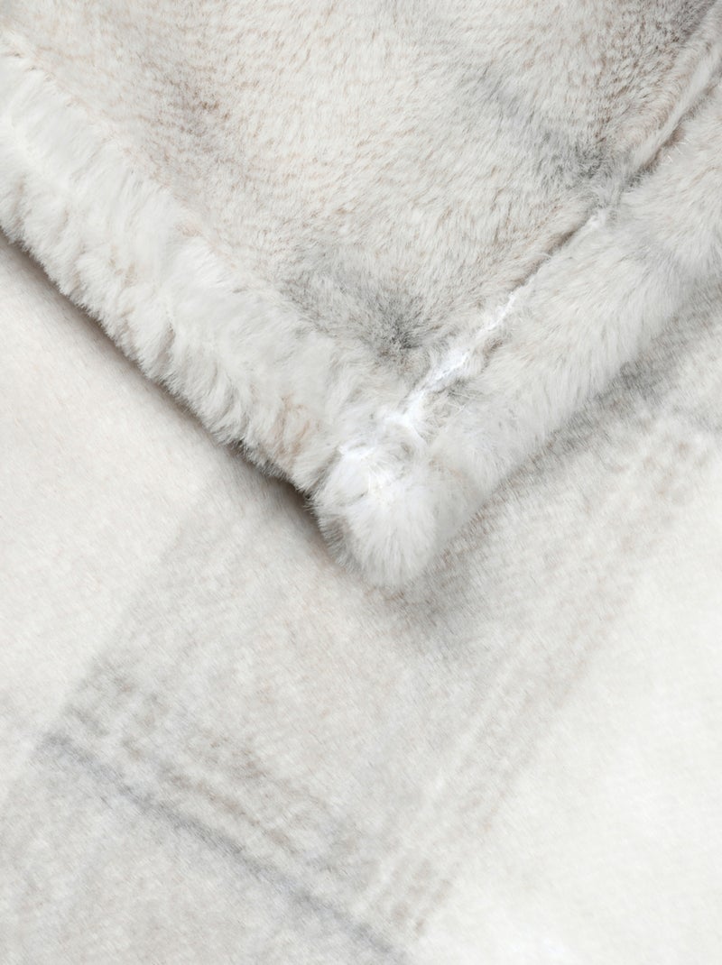 Plaid à carreaux écossais en imitation fourrure Beige - Kiabi