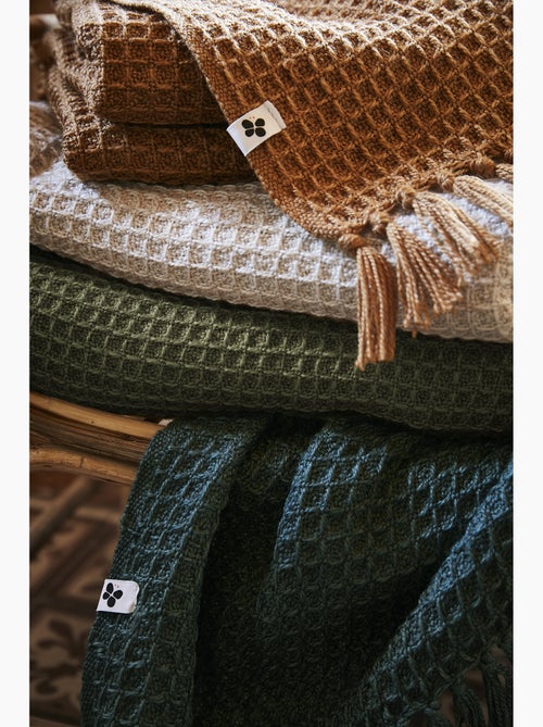 Plaid à frange - en fibres recyclées - doux et chaud — Gabin - Kiabi
