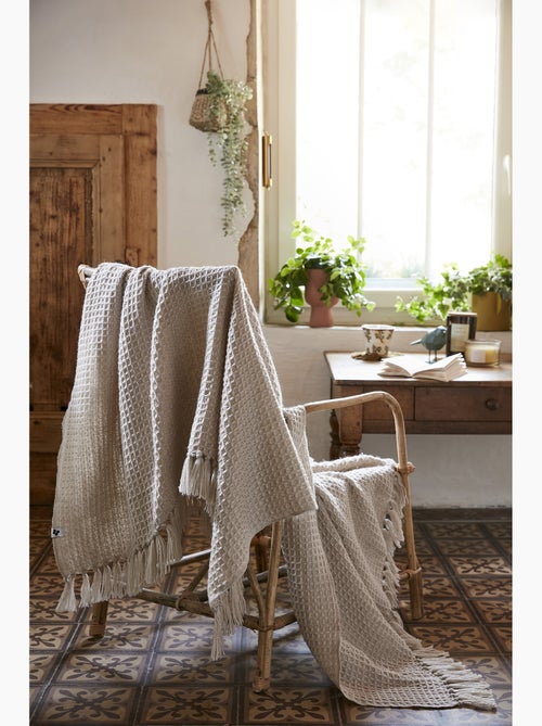 Plaid à frange - en fibres recyclées - doux et chaud — gabin - Kiabi Plaid à frange - en fibres recyclées - doux et chaud — gabin - Kiabi