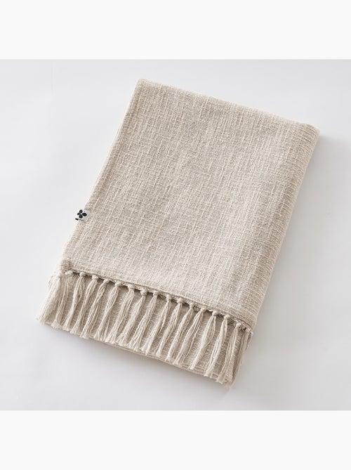 Plaid à franges - 100% coton texturé - doux et chaud - sixtine - Kiabi