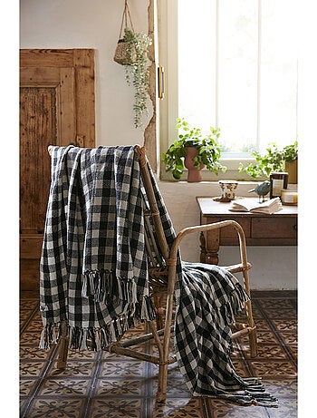 Plaid à franges - Pied de poule - Gabriel