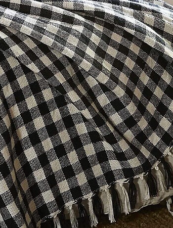 Plaid à franges à carreaux - Terre de Nuit