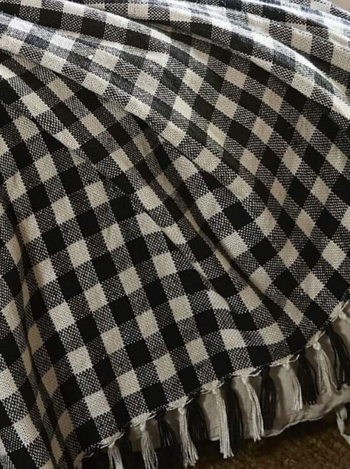 Plaid à franges à carreaux  - Terre de Nuit - Kiabi