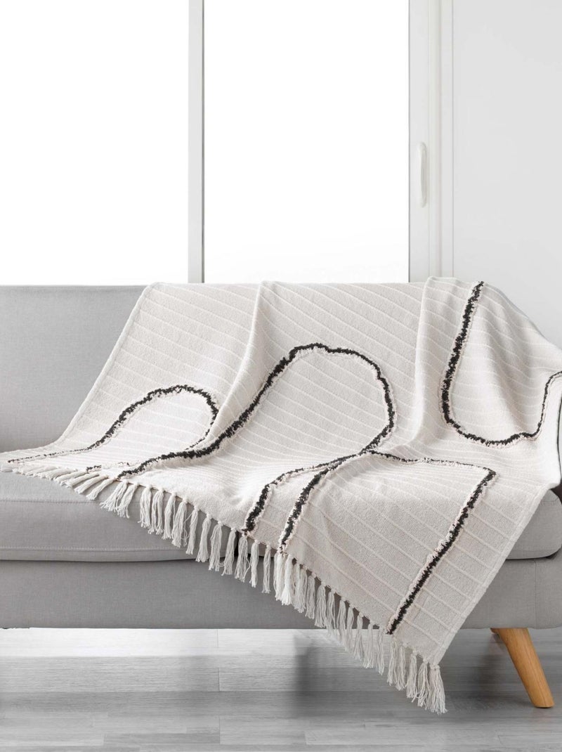 Plaid à franges avec fantaisie colorée Noir - Kiabi