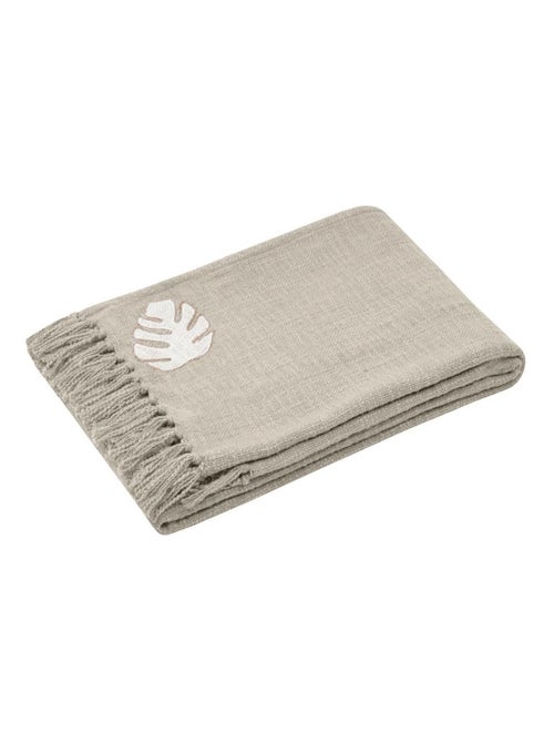 Plaid a franges brodé - Kiabi Plaid a franges brodé - Kiabi