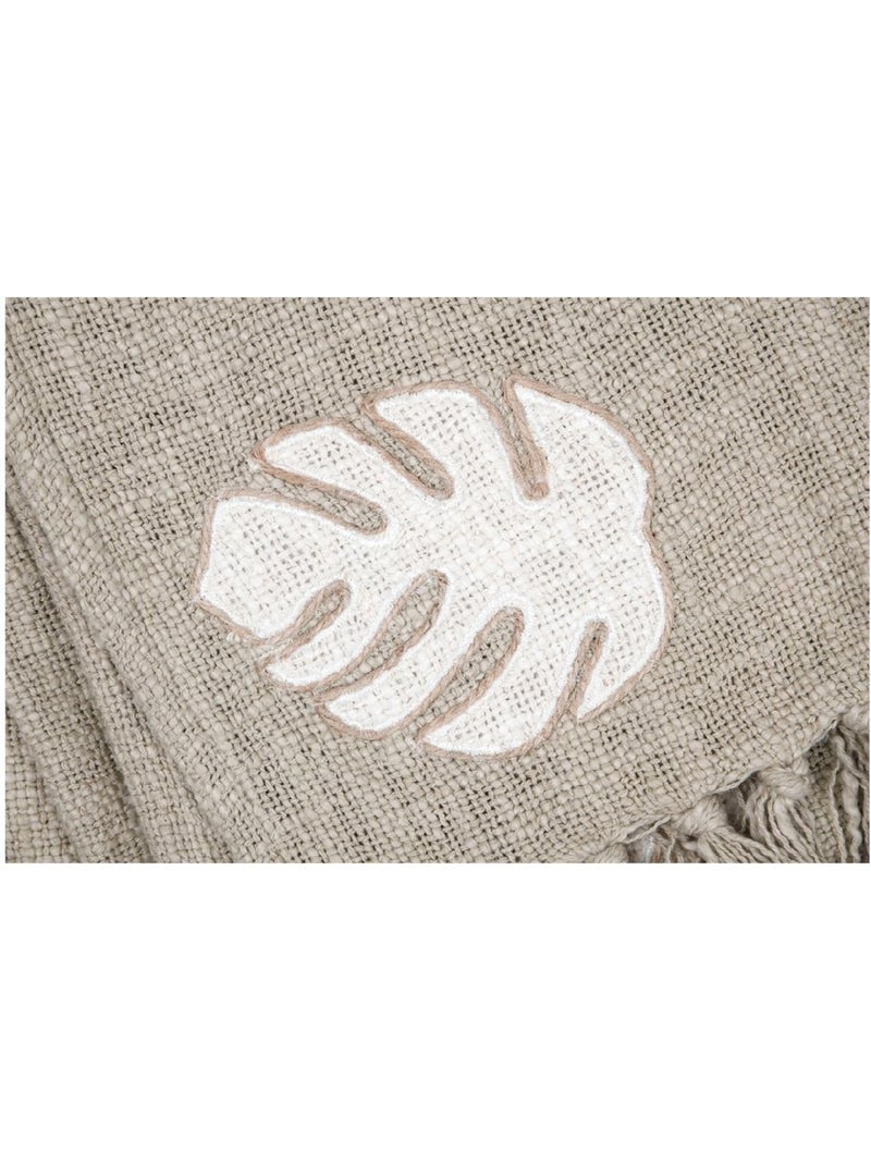 Plaid a franges Collection Brodé Lin - Kiabi