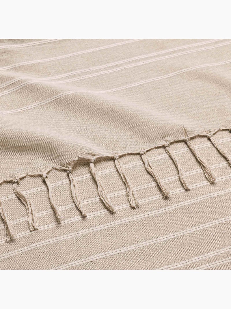 Plaid a franges Collection Lilia Beige clair - Kiabi
