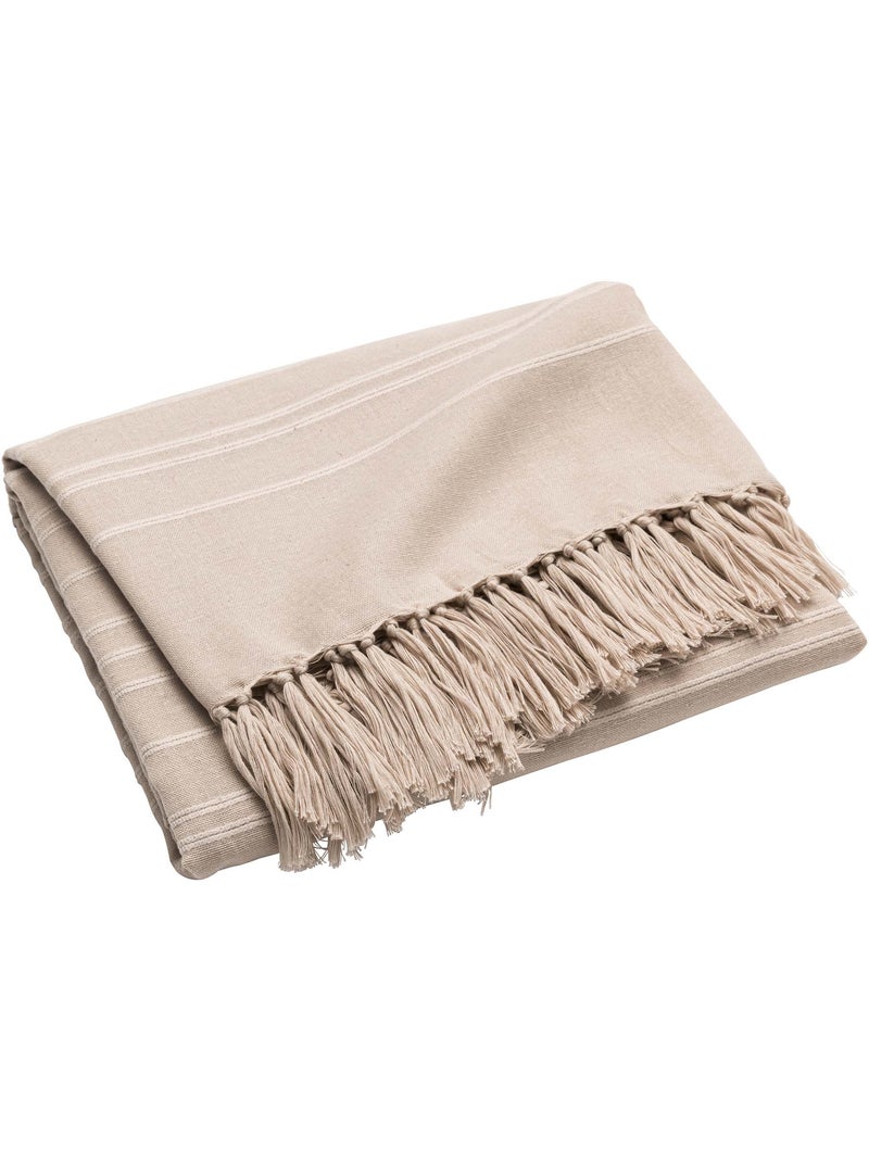 Plaid a franges Collection Lilia Beige clair - Kiabi