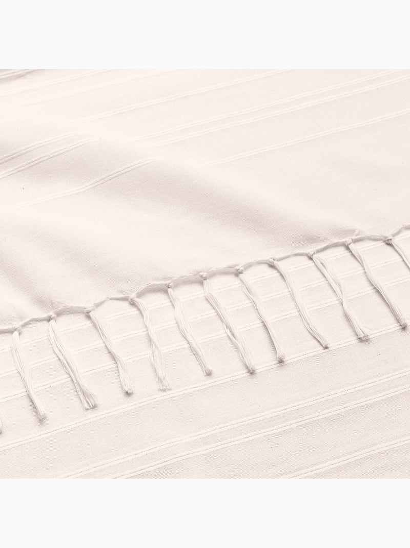 Plaid a franges Collection Lilia Beige - Kiabi