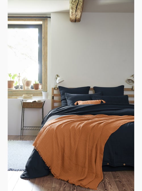 Plaid à franges – double gaze de coton – gaïa - Kiabi Plaid à franges – double gaze de coton – gaïa - Kiabi