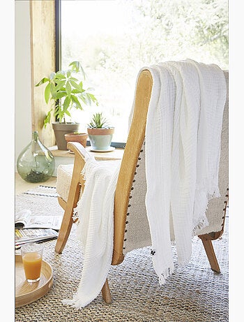 Plaid à franges – Double Gaze de Coton – GAÏA