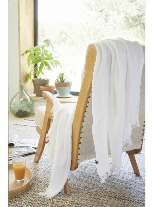 Plaid à franges – Double Gaze de Coton – GAÏA - Kiabi