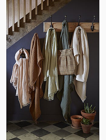 Plaid à franges – double gaze de coton – gaïa
