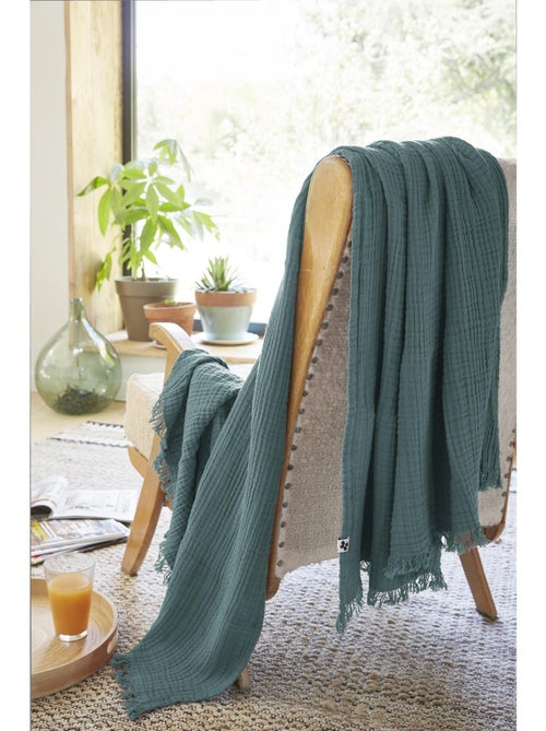 Plaid à franges – double gaze de coton – gaïa - Kiabi Plaid à franges – double gaze de coton – gaïa - Kiabi