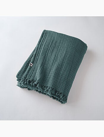Plaid à franges – Double Gaze de Coton – GAÏA